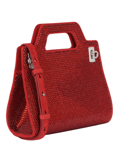 Ferragamo Wanda Mini Stain and Strass Top-Handle Bag