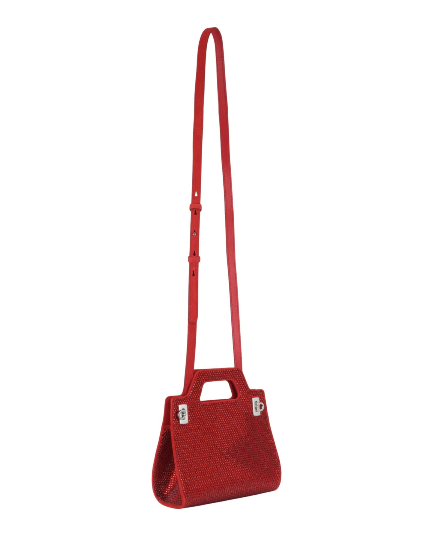 Ferragamo Wanda Mini Stain and Strass Top-Handle Bag