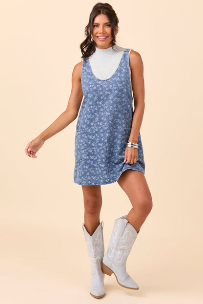 Hazel Floral Denim Mini Dress