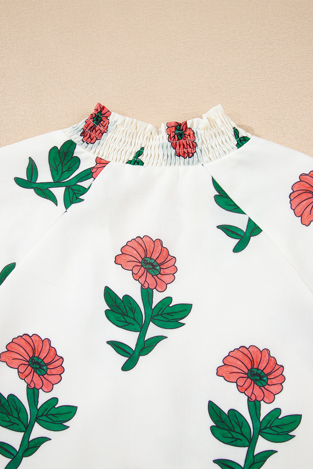 Threaded Pear Briar Shirred Short Sleeve Blouse