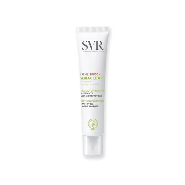 SVR Sebiaclear Krem SPF50+ Sunscreen Cream for Acne-Prone Skin - Matte Finish, Hydrating, 1.35 fl oz