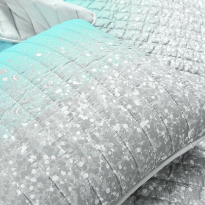 Glitter Ombre Metallic Print Quilt Set With Pillowcases
