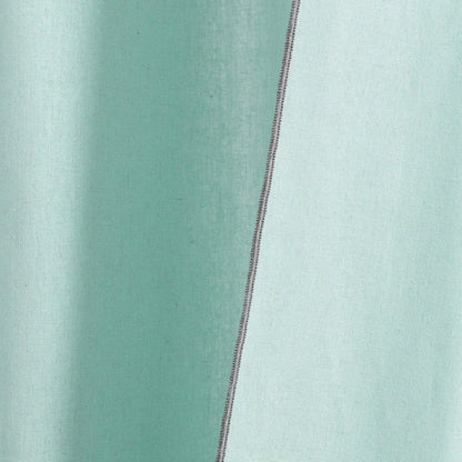 Modern Faux Linen Embroidered Edge With Attached Valance Window Curtain Panel Set