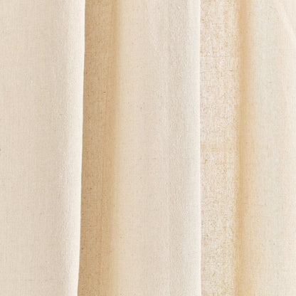 Modern Faux Linen Embroidered Edge With Attached Valance Window Curtain Panel Set