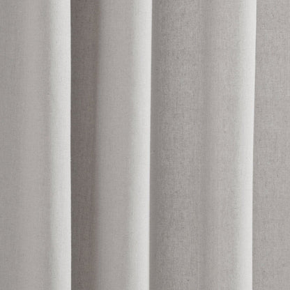 Modern Faux Linen Embroidered Edge With Attached Valance Window Curtain Panel Set