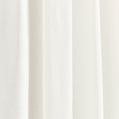 Modern Faux Linen Embroidered Edge With Attached Valance Window Curtain Panel Set