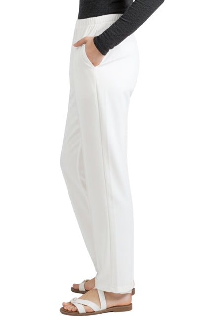 Womens Classic Poly Knit Pants - Pull On Slacks with Elastic Waist