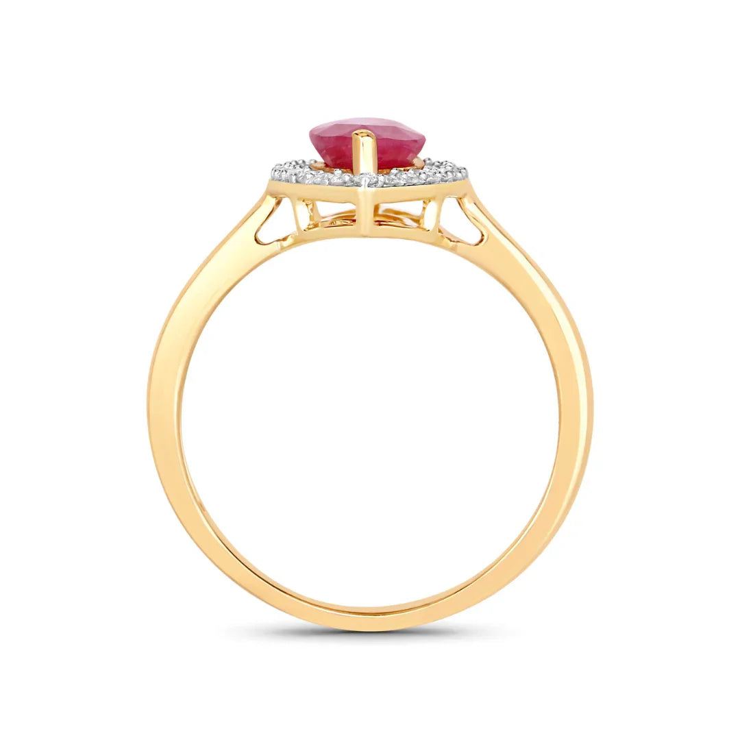 1.39 Ct Marquise Pink Ruby Diamond Prong 10K Gold Halo Ring
