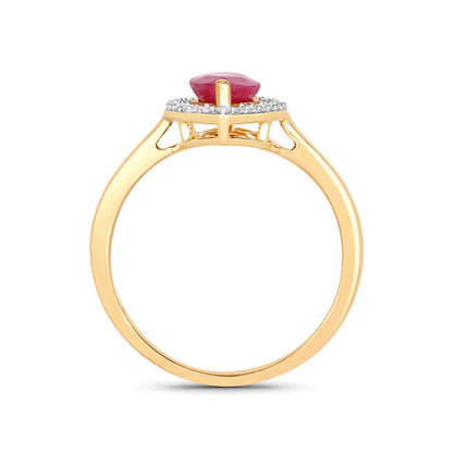 1.39 Ct Marquise Pink Ruby Diamond Prong 10K Gold Halo Ring