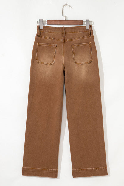 Threaded Pear Courtney Cropped High Rise Wide Leg Jeans