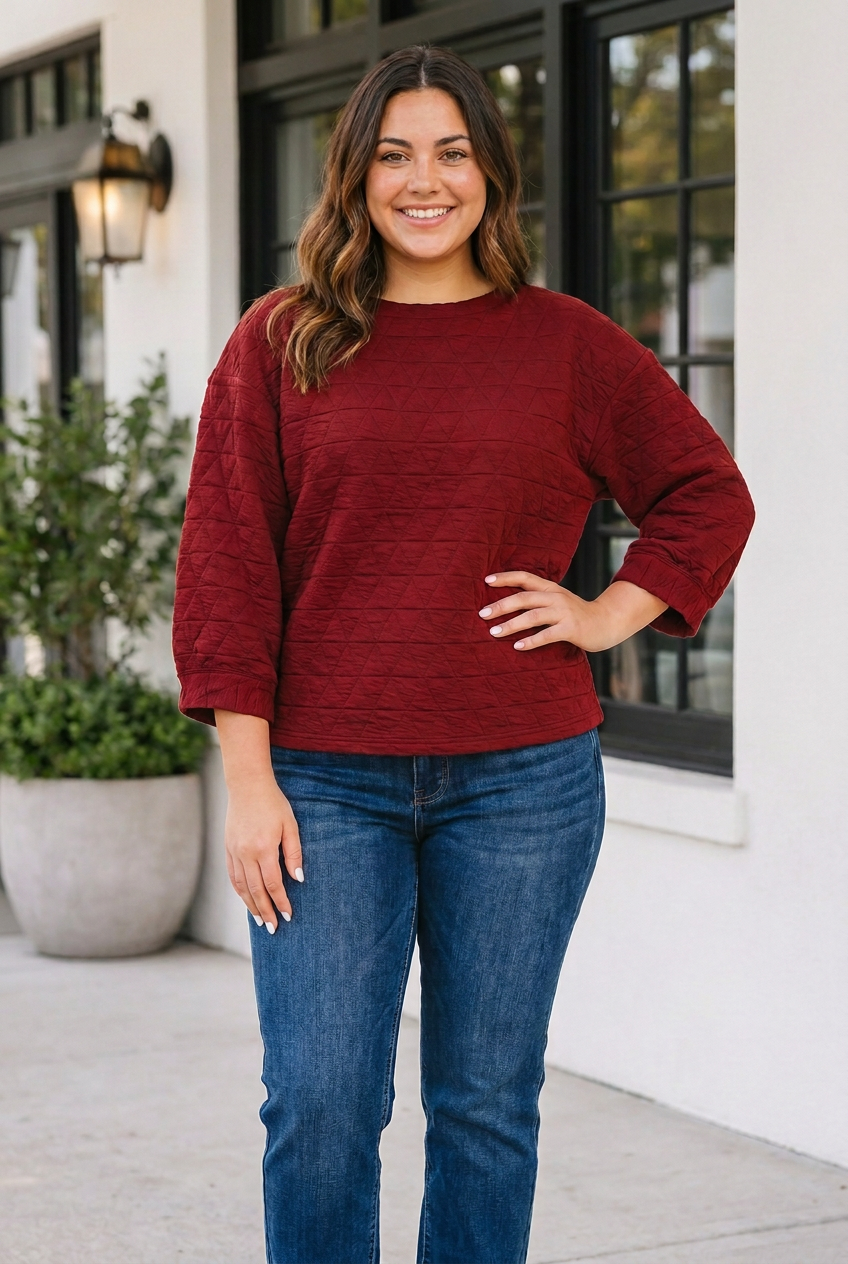 Threaded Pear Laceee Adjustable Cuffs Shift PLUS Blouse