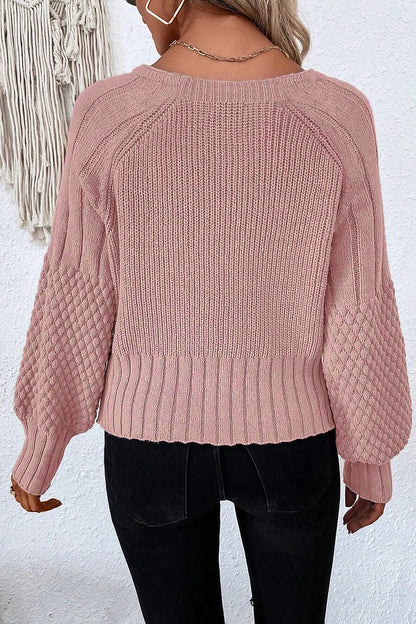 Threaded Pear Khloe Mixed Texture Knit Sweater