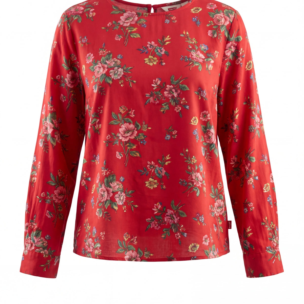 Red with white floral print