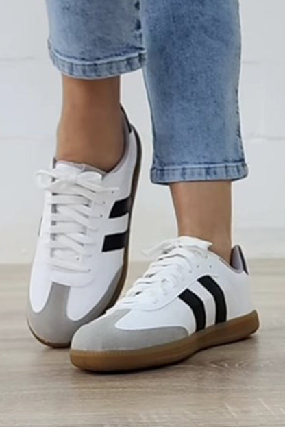 Threaded Pear Willa Striped Lace-up Flat Sneakers