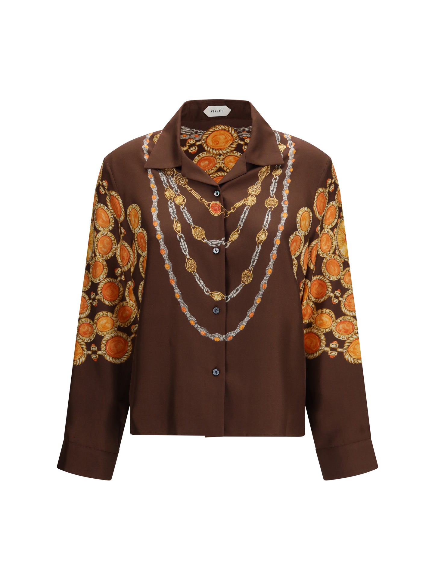 Buttoned Shirt Chain-Print Chocolate/Amber