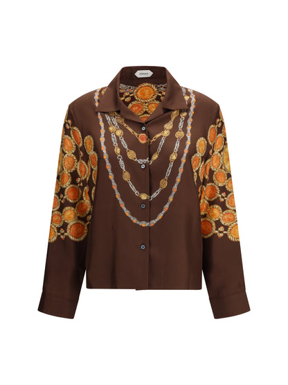 Buttoned Shirt Chain-Print Chocolate/Amber