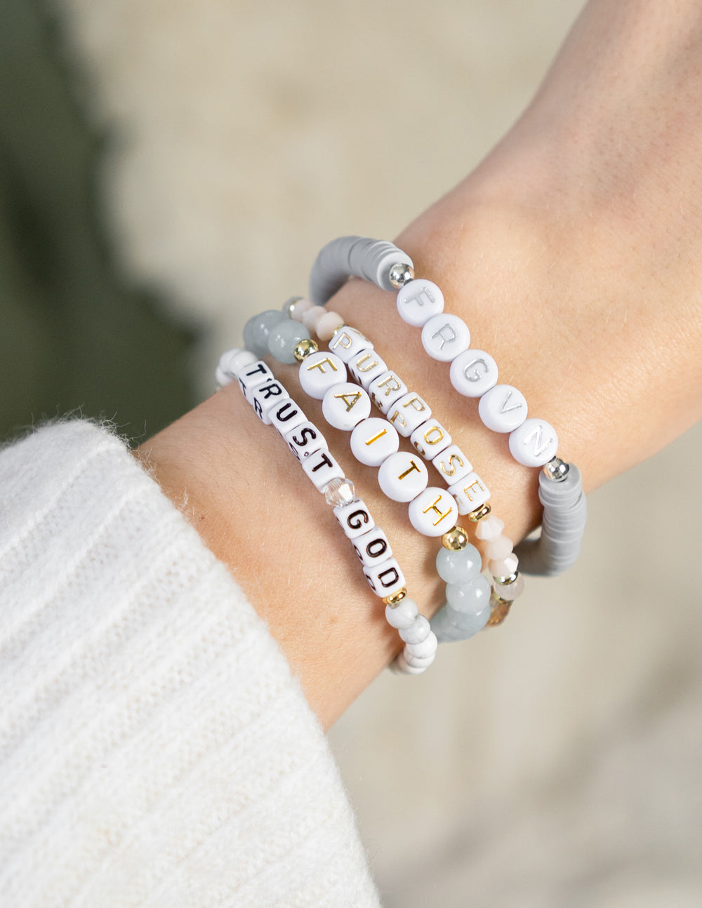 Elevated Faith Trust God Letter Bracelet