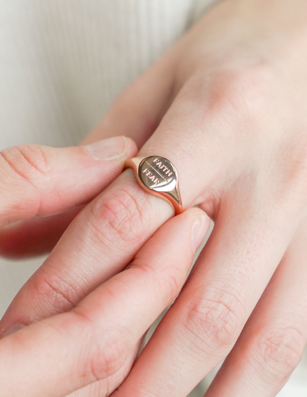 Elevated Faith Rose Gold Faith Over Fear Ring