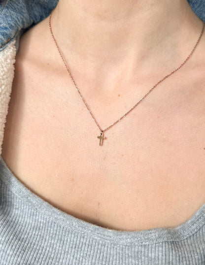Elevated Faith Rose Gold Cross Necklace
