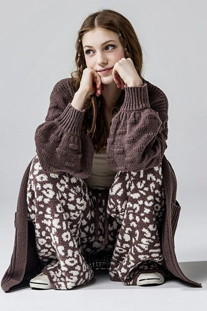 Oversized Pompom Sleeve Cardigan