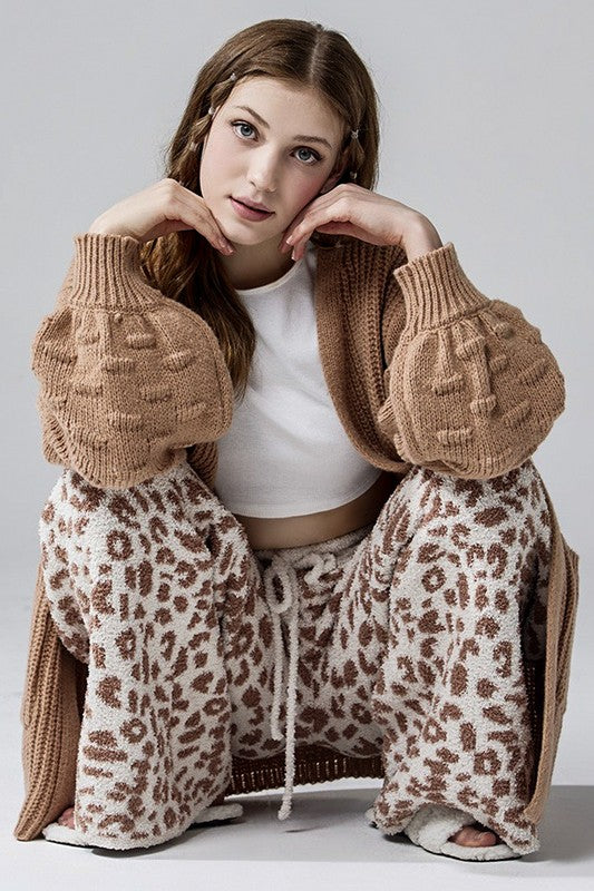Oversized Pompom Sleeve Cardigan