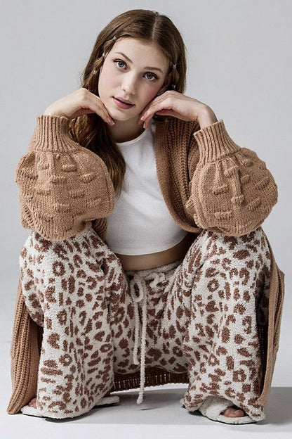Oversized Pompom Sleeve Cardigan
