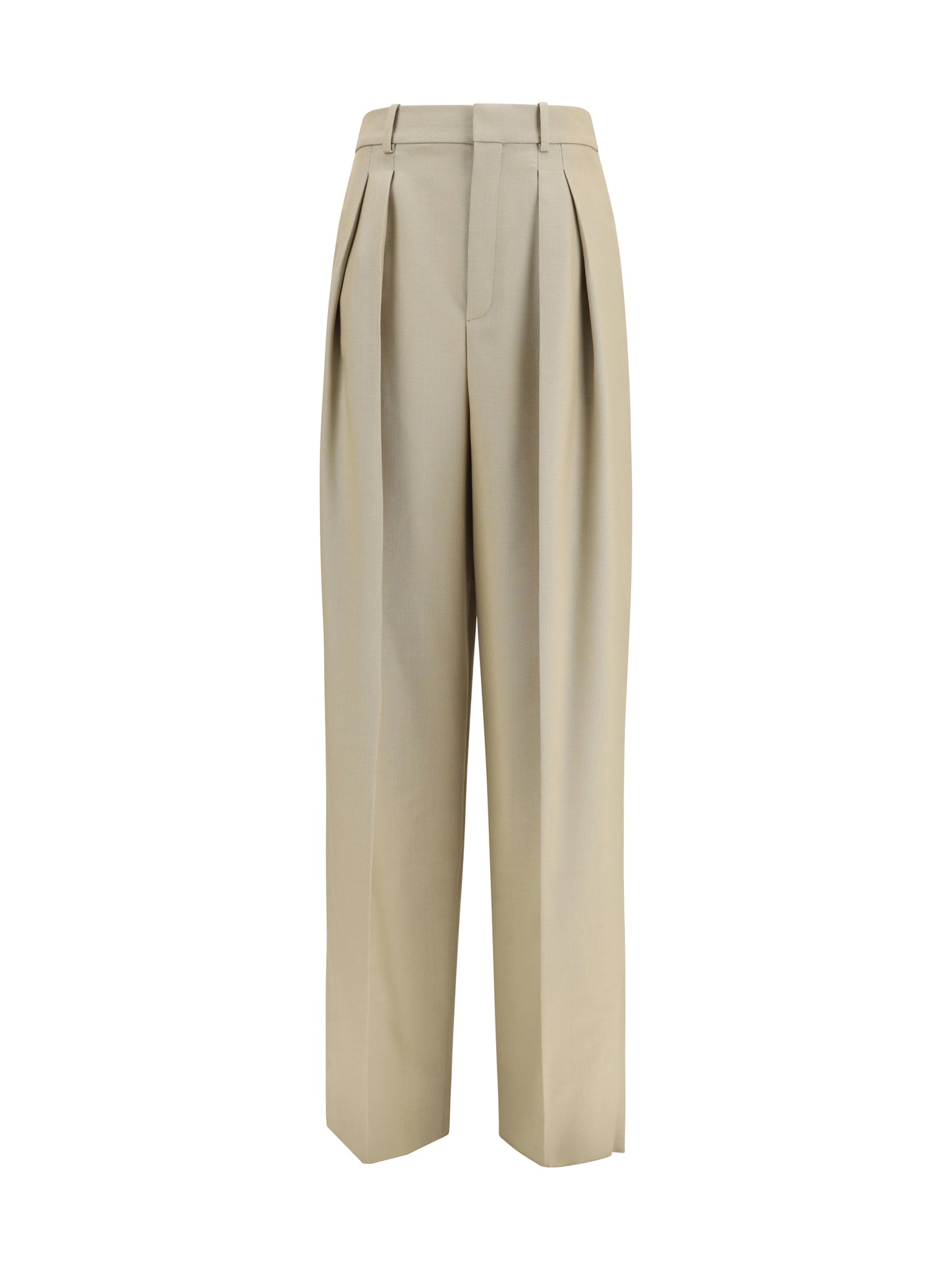Tailored Trousers Wool and Silk-Canvas Mustard