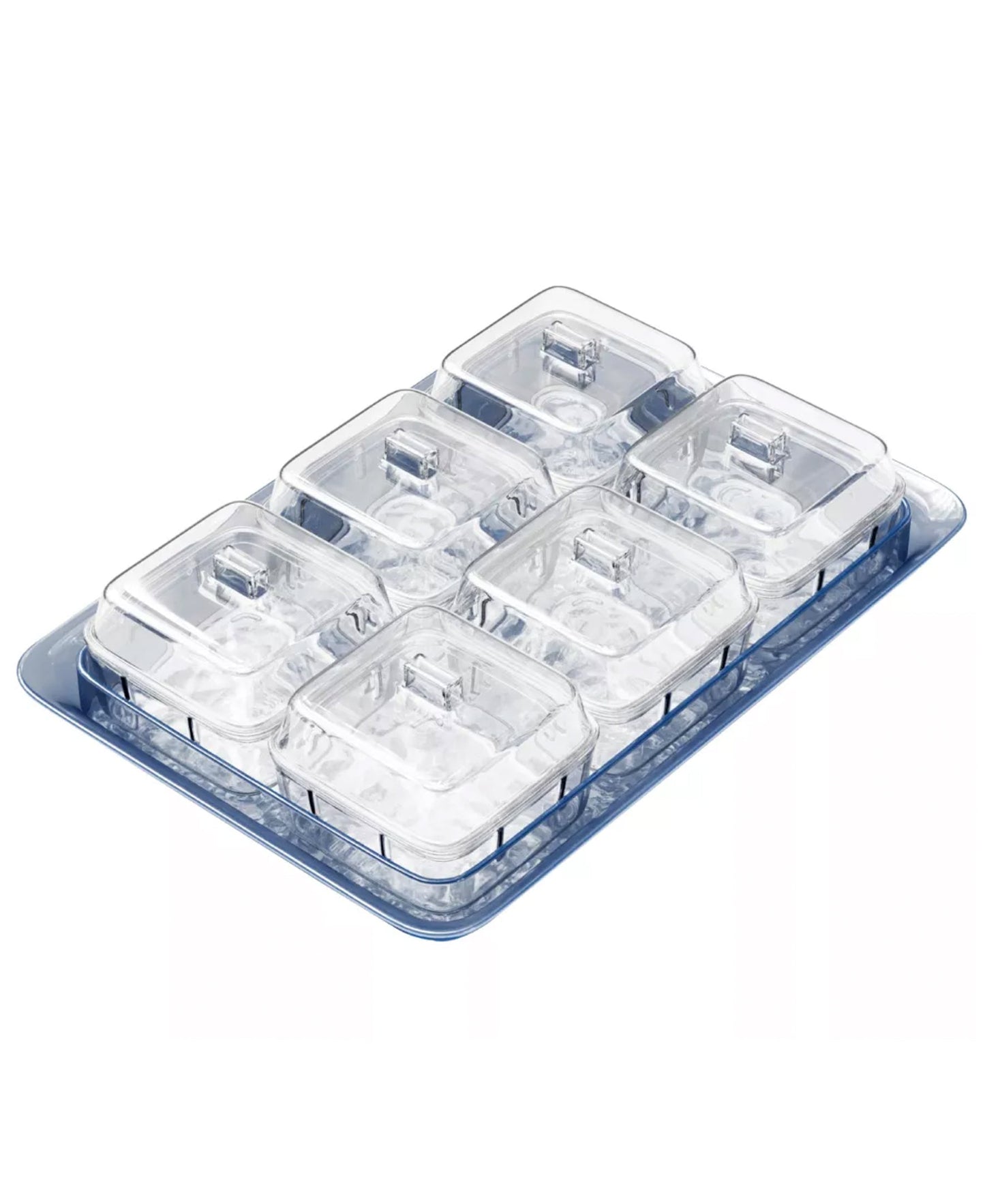 Jay Companies Indigo Blue Acrylic Tray & Clear Dishes With Lids