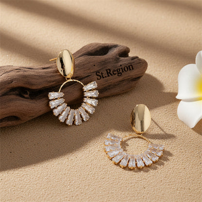 Goldtone & Crystal Circle Drop Earrings
