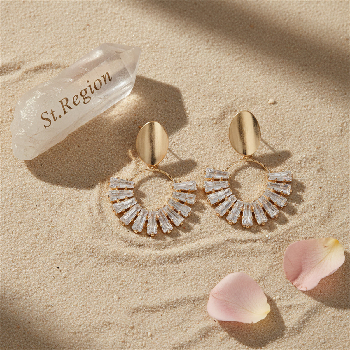 Goldtone & Crystal Circle Drop Earrings