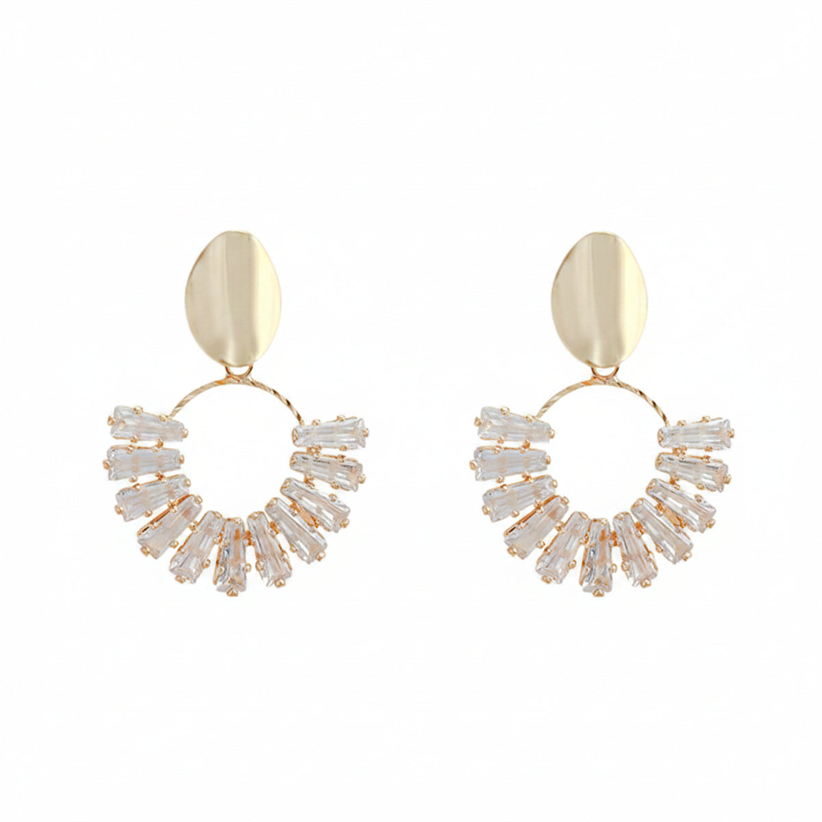 Goldtone & Crystal Circle Drop Earrings