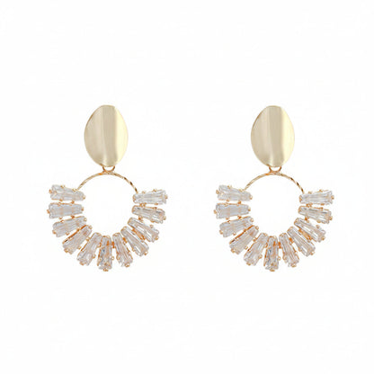 Goldtone & Crystal Circle Drop Earrings