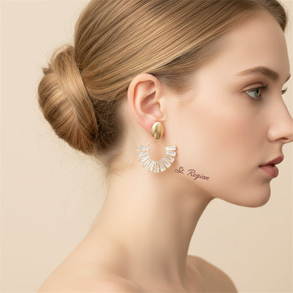 Goldtone & Crystal Circle Drop Earrings