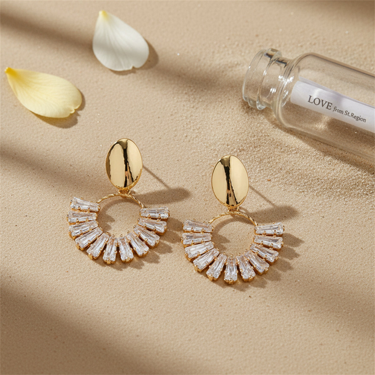 Goldtone & Crystal Circle Drop Earrings