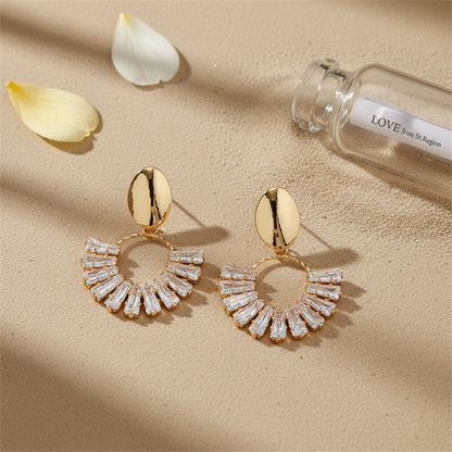 Goldtone & Crystal Circle Drop Earrings