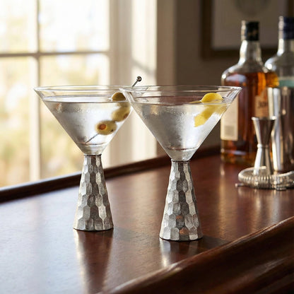 Jay Companies Daphne Silver Set Of 2 Martini Glasses 8.79 Oz.