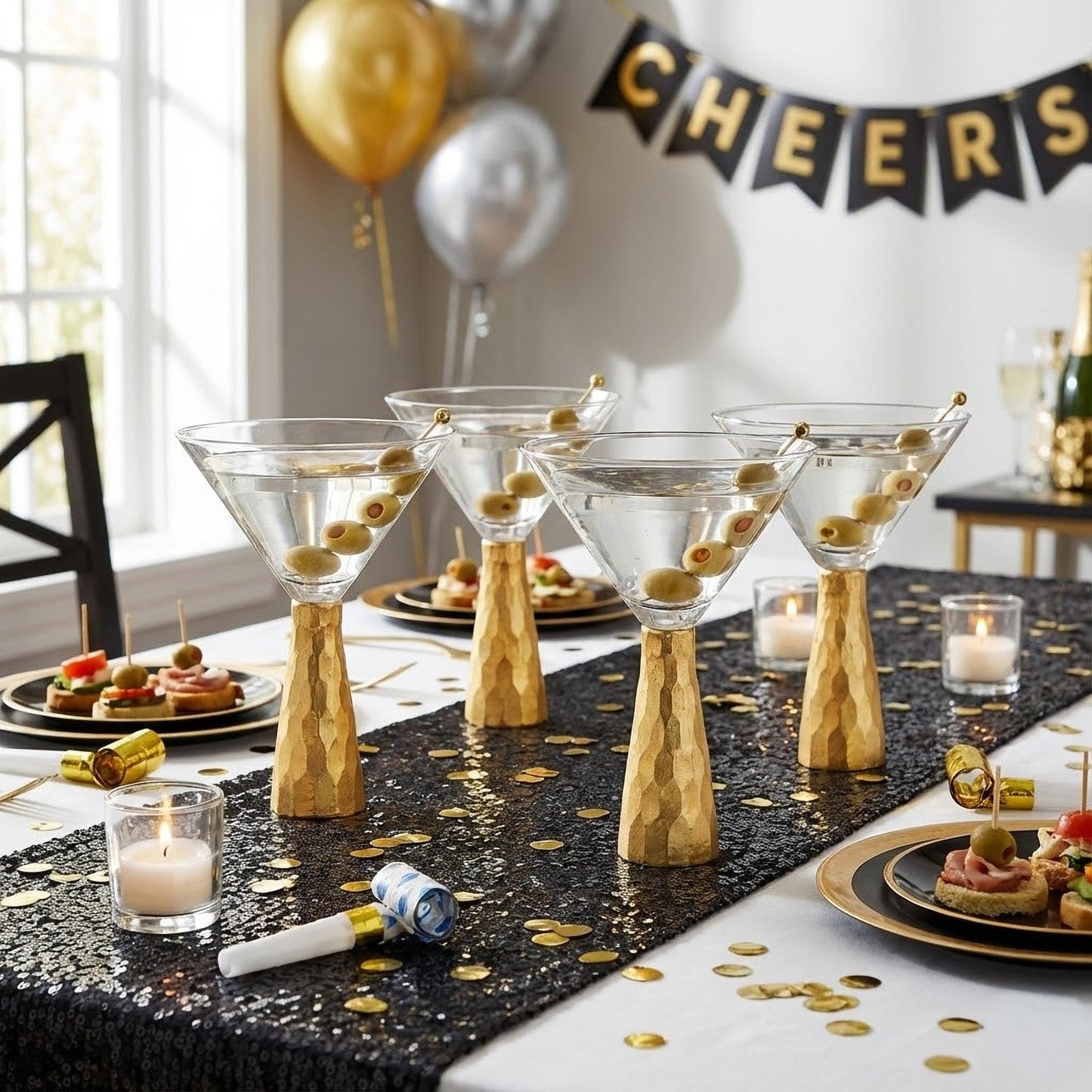 Jay Companies Daphne Gold Set Of 2 Martini Glasses 8.79 Oz.