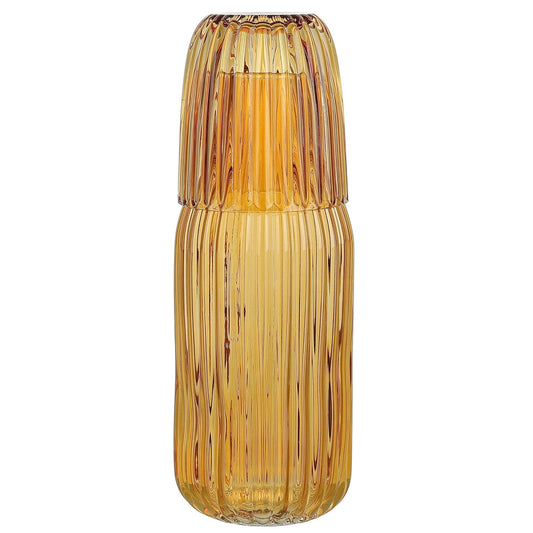 Jay Companies Amber Ribbed Glass Carafe Set 38.89 Oz.
