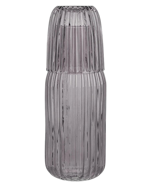 Jay Companies Smoke Ribbed Glass Carafe Set 38.89 Oz.