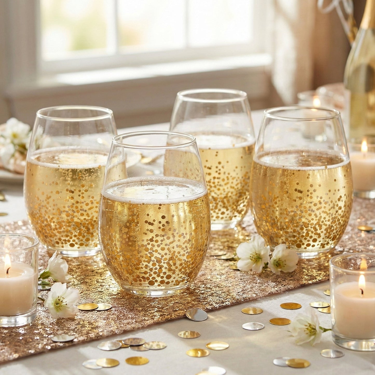 Jay Companies Gold Luster Set Of 4 Stemless Glasses 20Oz.