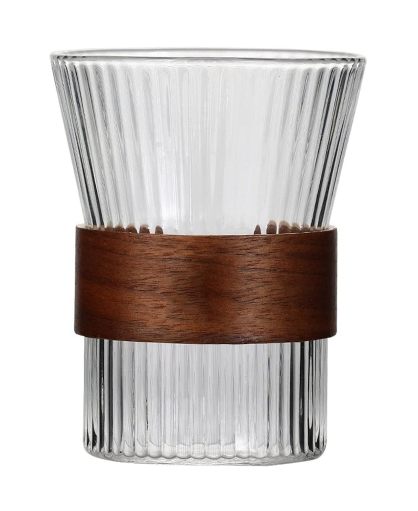 Jay Companies Clear Set Of 4 Old Fashion Glasses With Wood Band 9.47Oz.