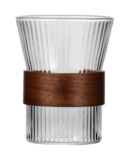 Jay Companies Clear Set Of 4 Old Fashion Glasses With Wood Band 9.47Oz.