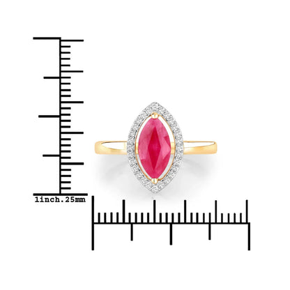 1.39 Ct Marquise Pink Ruby Diamond Prong 10K Gold Halo Ring