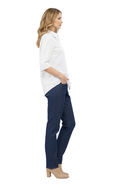 Womens Regular Fit 3/4 Sleeve Button Down Collared Camp Shirt