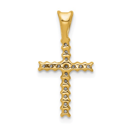 14K Gold Pave Diamond Cross Pendant