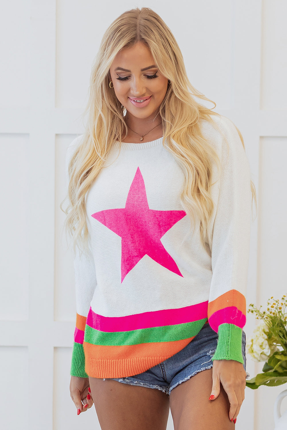 Threaded Pear Stella Edge Drop Shoulder Sweater