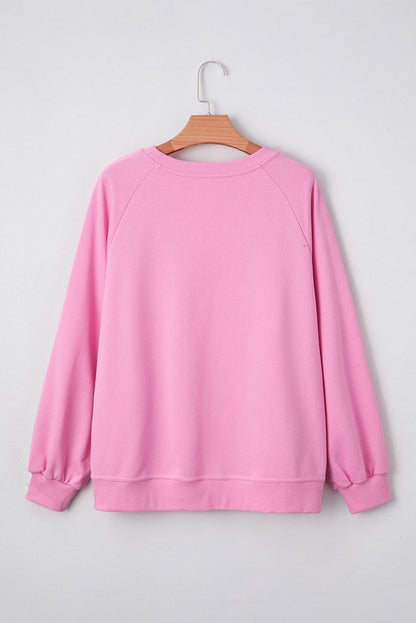 Threaded Pear Lilah Lace Patched Raglan Sleeve Loose Fit Sweatshirt