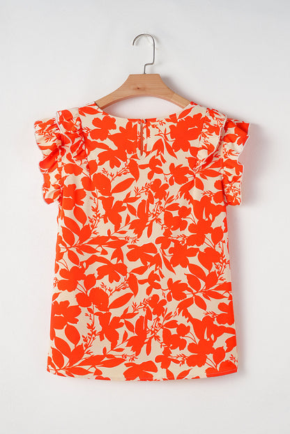 Threaded Pear Keilani Floral Ruffle Sleeve Top