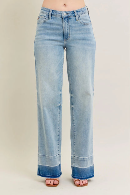 Judy Blue Full Size Mr Release Hem Wide Leg Jeans Plus Size