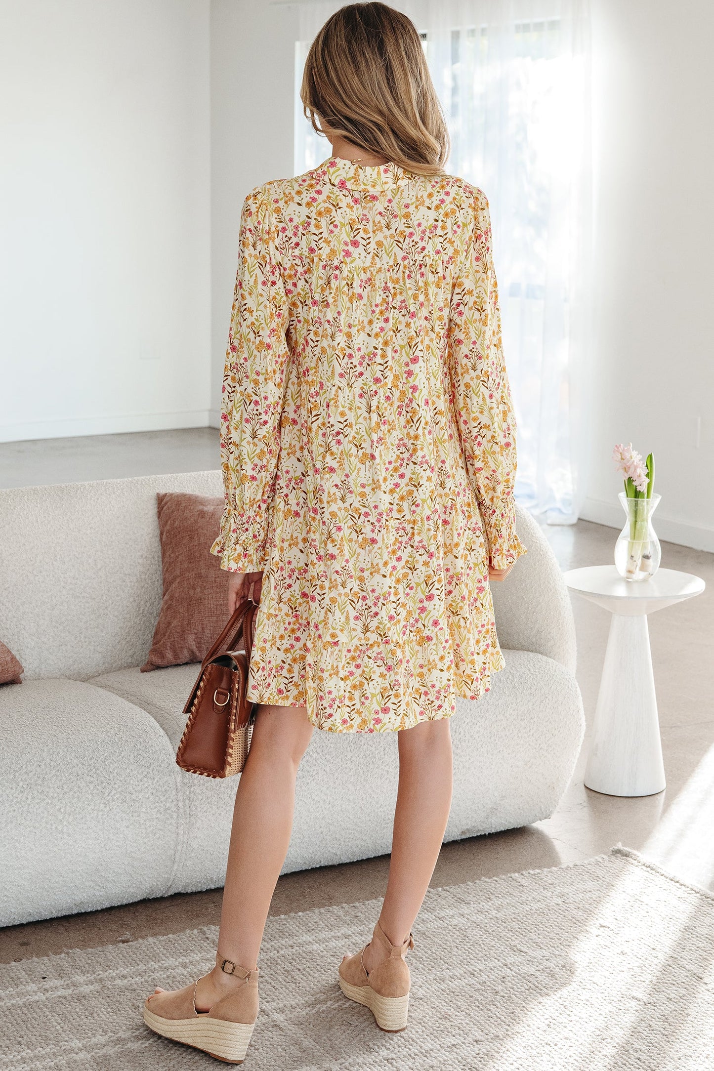 Threaded Pear Kaiya Loose Shirt Dress Long Sleeve